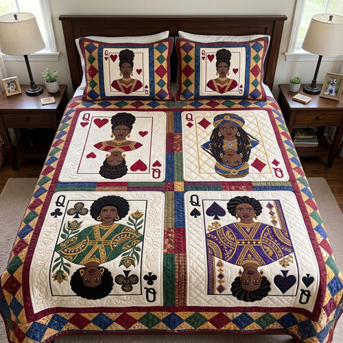 Melanin Queen 3-Piece Quilted Bedding Set GFTONMU4210