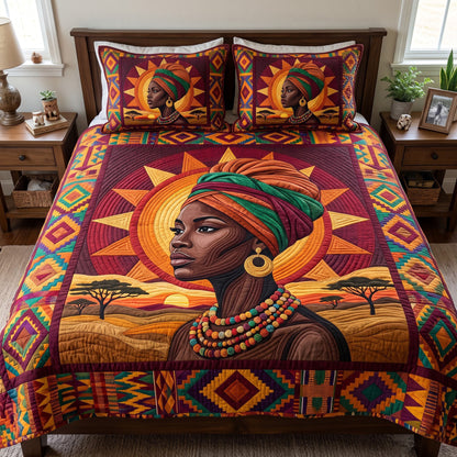 Melanin Queen 3-Piece Quilted Bedding Set GFTONMU4212
