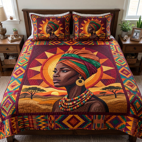 Melanin Queen 3-Piece Quilted Bedding Set GFTONMU4212