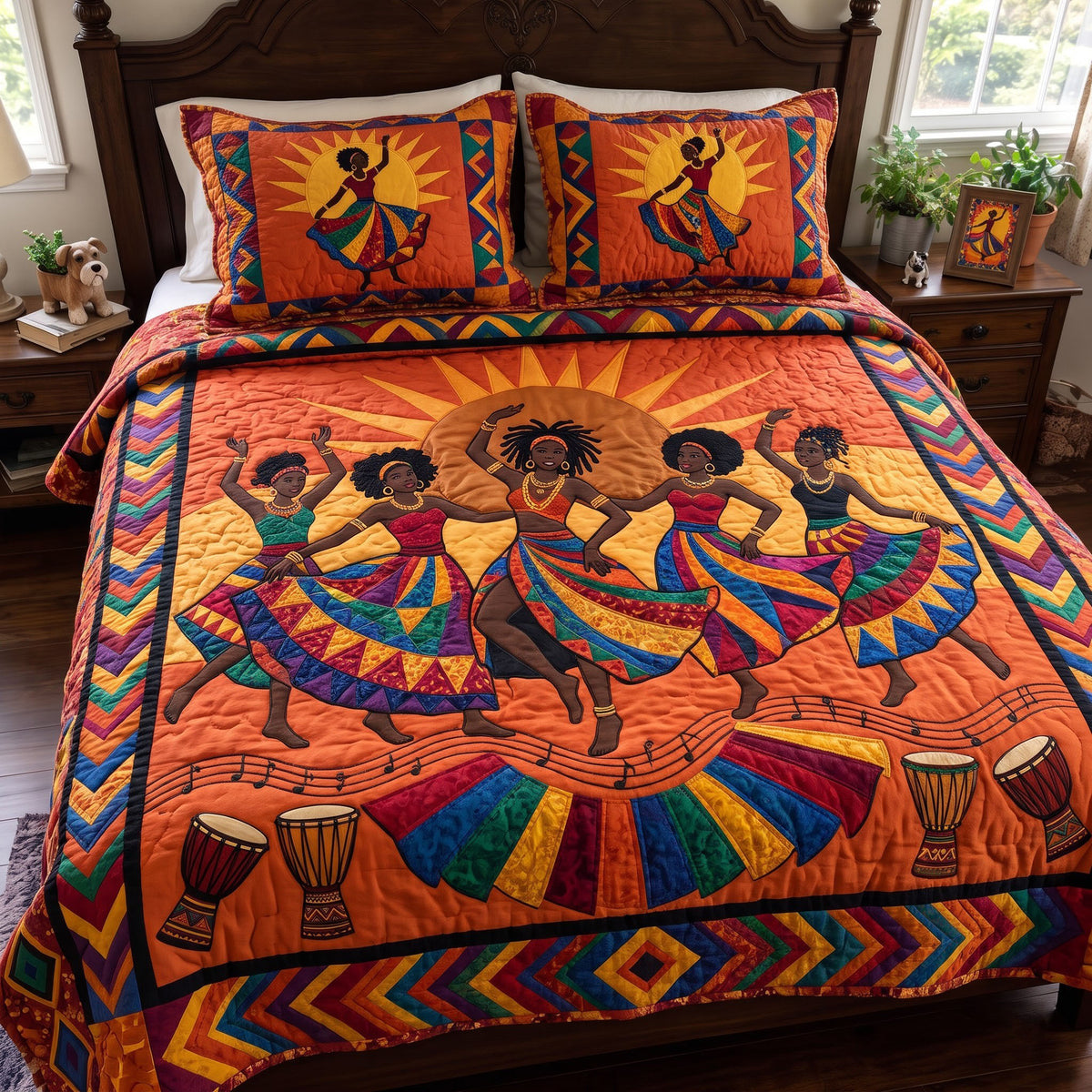 Melanin Queen 3-Piece Quilted Bedding Set GFTONMU4215