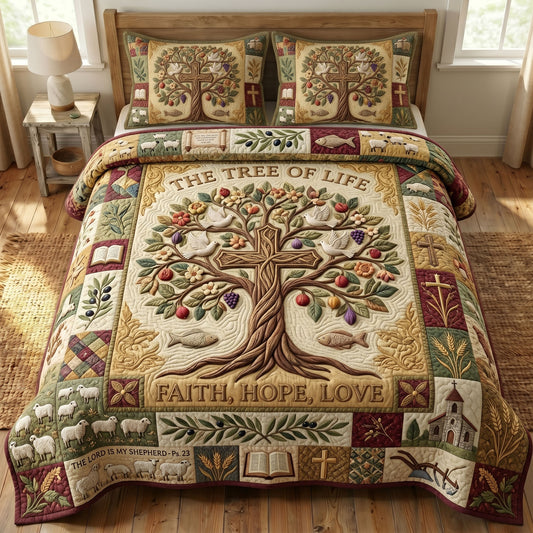 Christian Faith 3-Quilted Bedding Set GFTONMU434