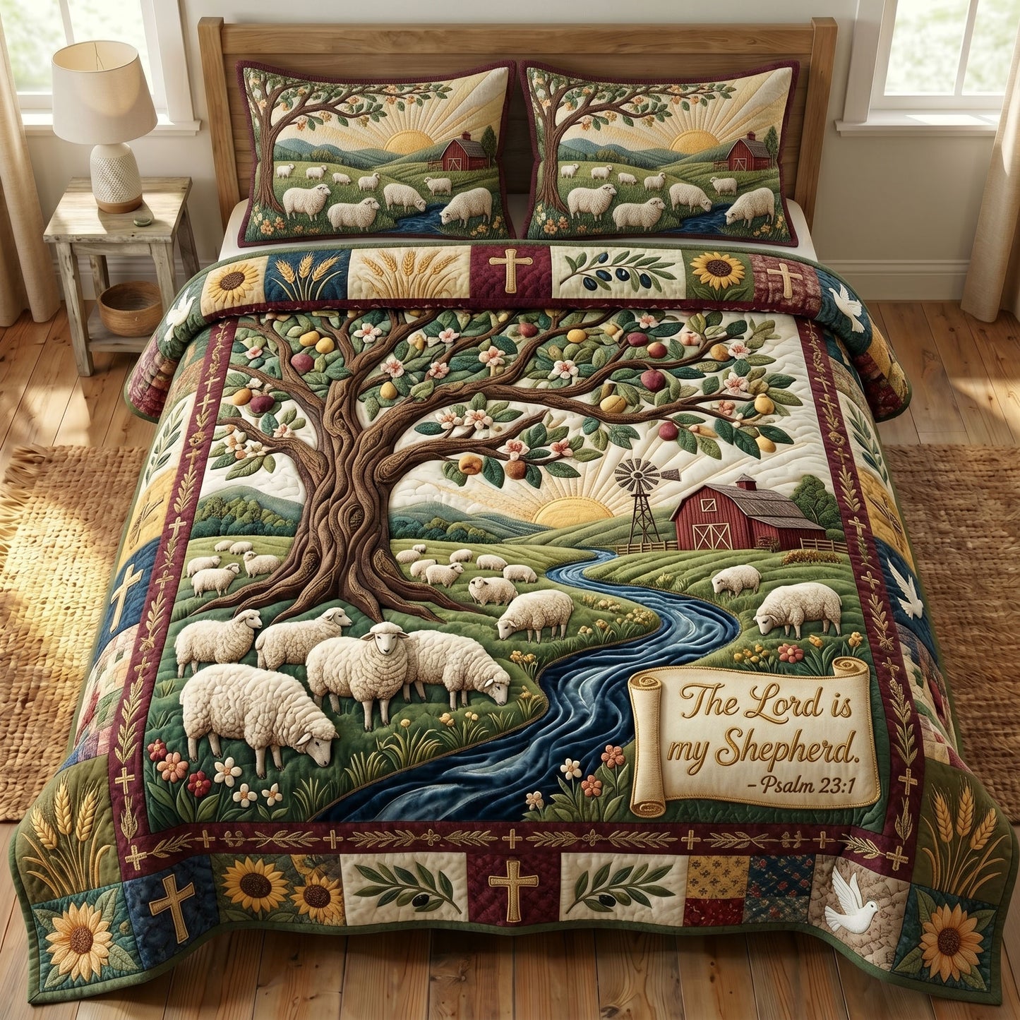 Christian Faith 3-Quilted Bedding Set GFTONMU435