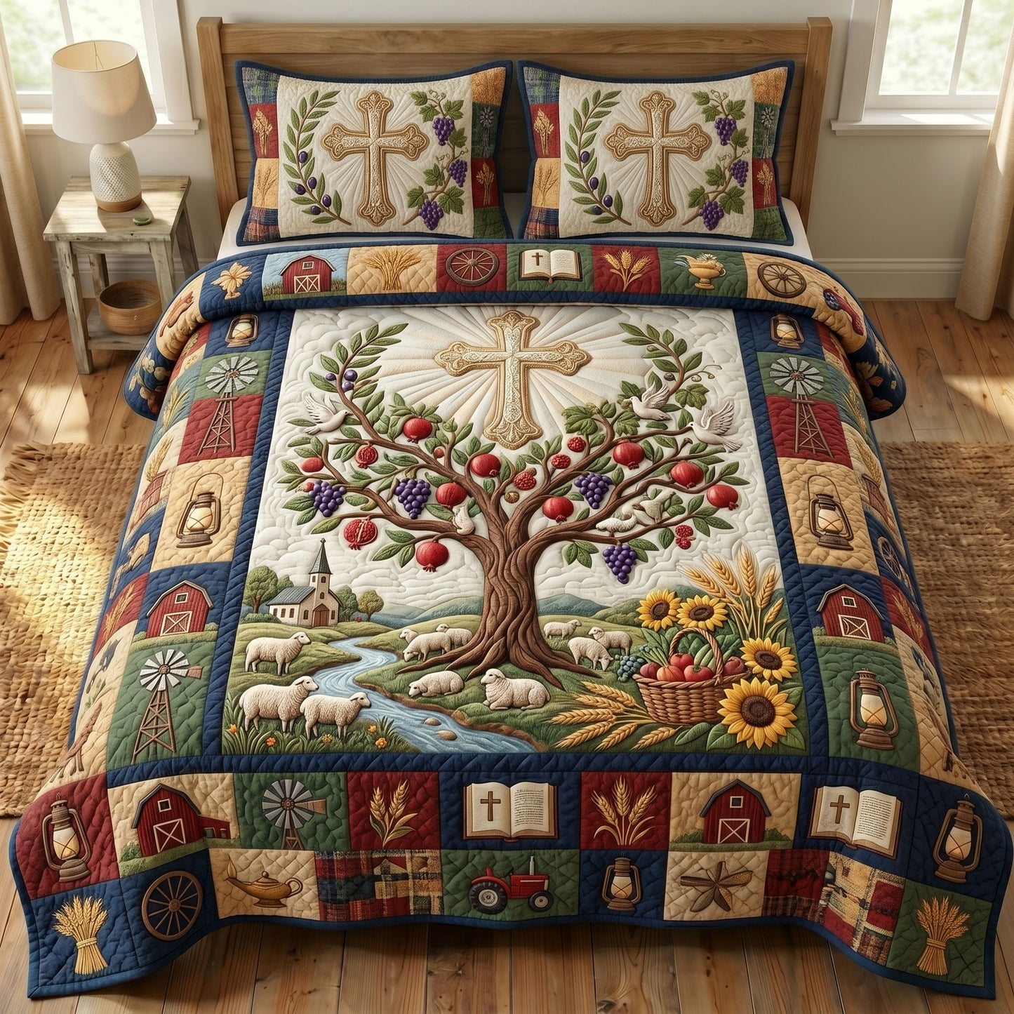 Christian Faith 3-Quilted Bedding Set GFTONMU436