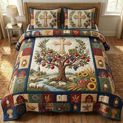 Christian Faith 3-Quilted Bedding Set GFTONMU436
