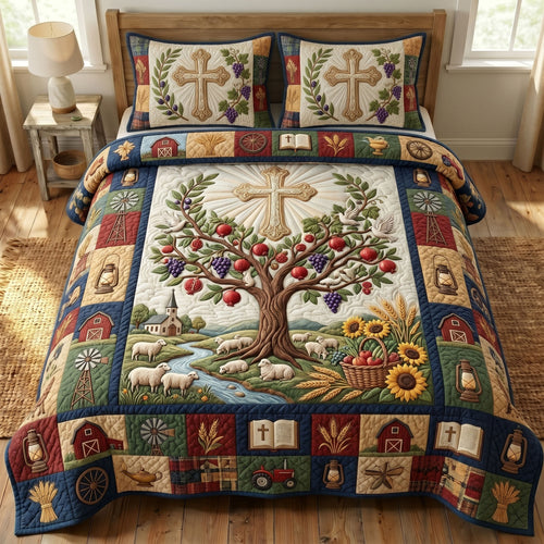 Christian Faith 3-Quilted Bedding Set GFTONMU436