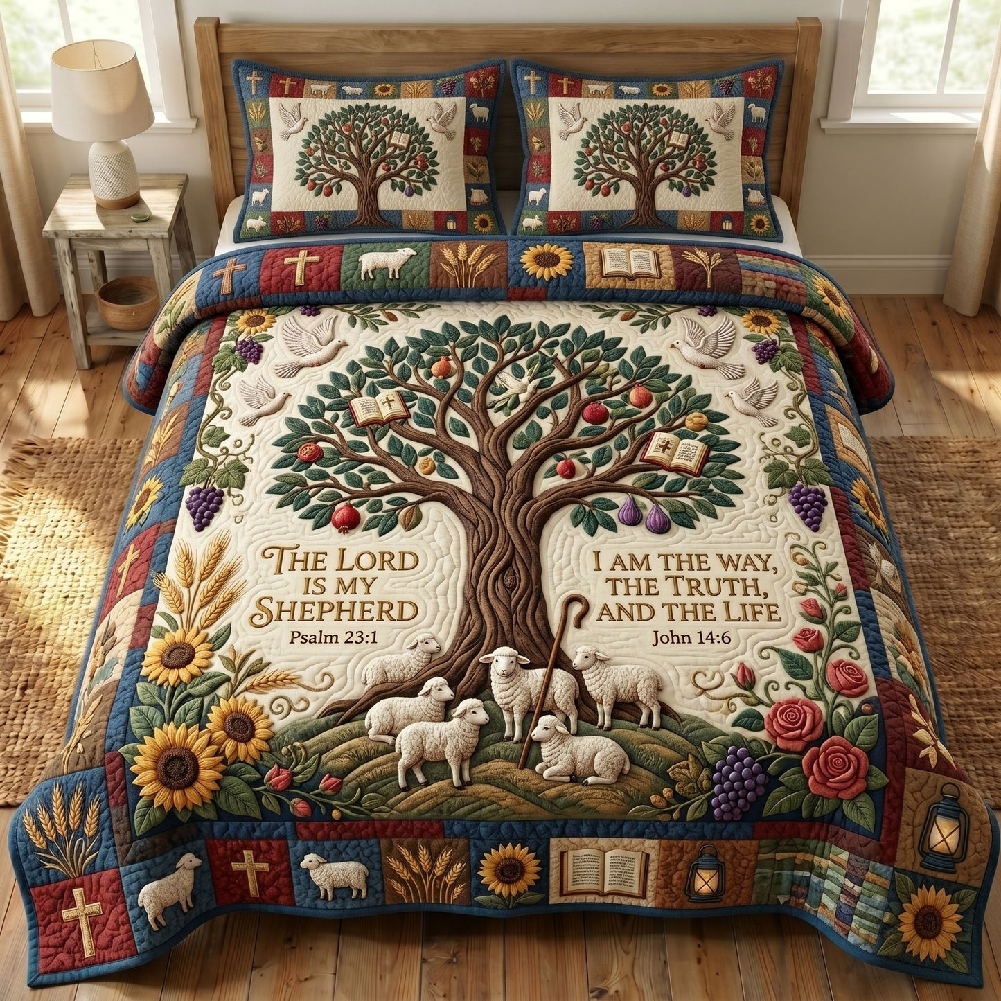 Christian Faith 3-Quilted Bedding Set GFTONMU437