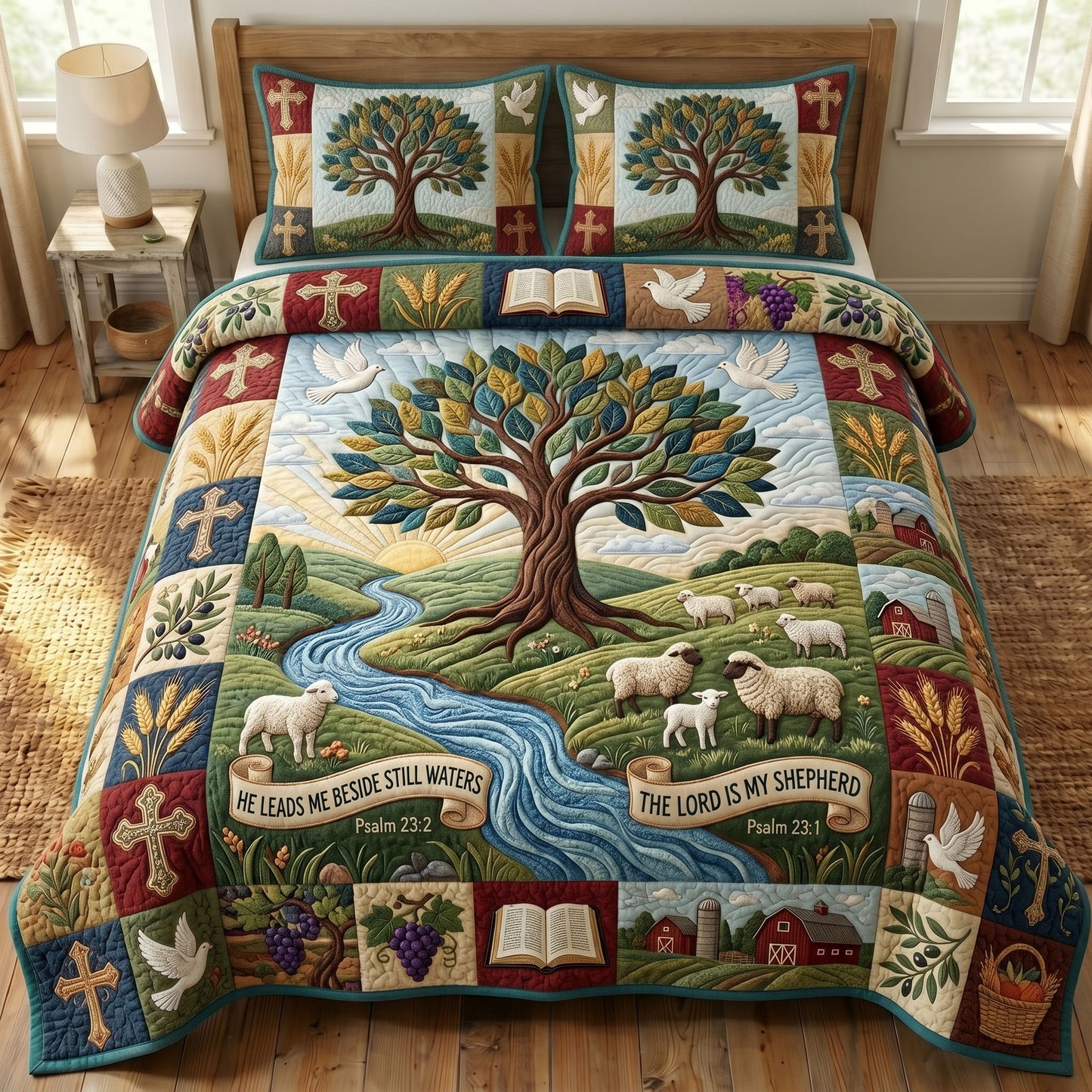 Christian Faith 3-Quilted Bedding Set GFTONMU441