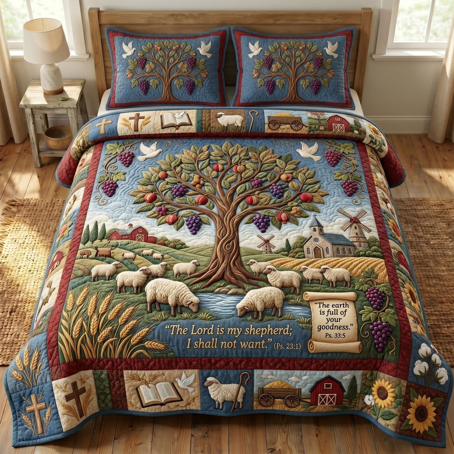 Christian Faith 3-Quilted Bedding Set GFTONMU442