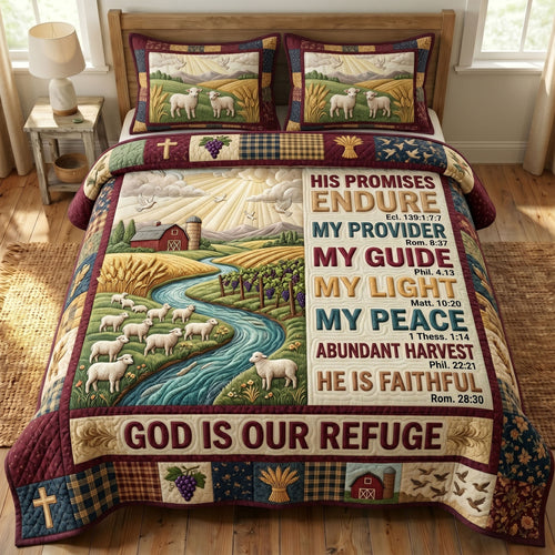 Christian Faith 3-Quilted Bedding Set GFTONMU443