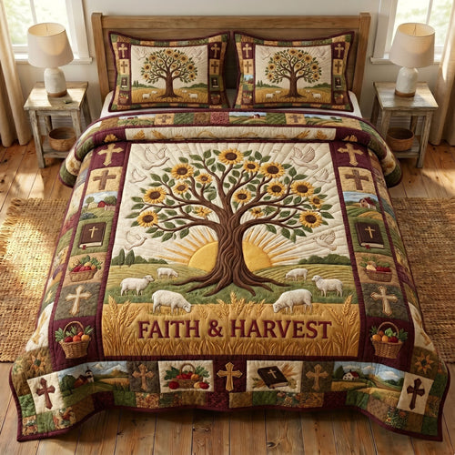 Christian Faith 3-Quilted Bedding Set GFTONMU445