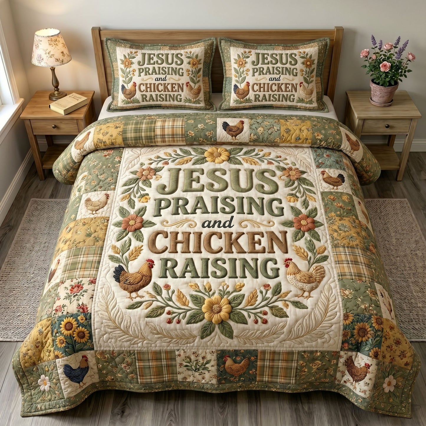 Christian Farmer 3-Quilted Bedding Set GFTONMU447