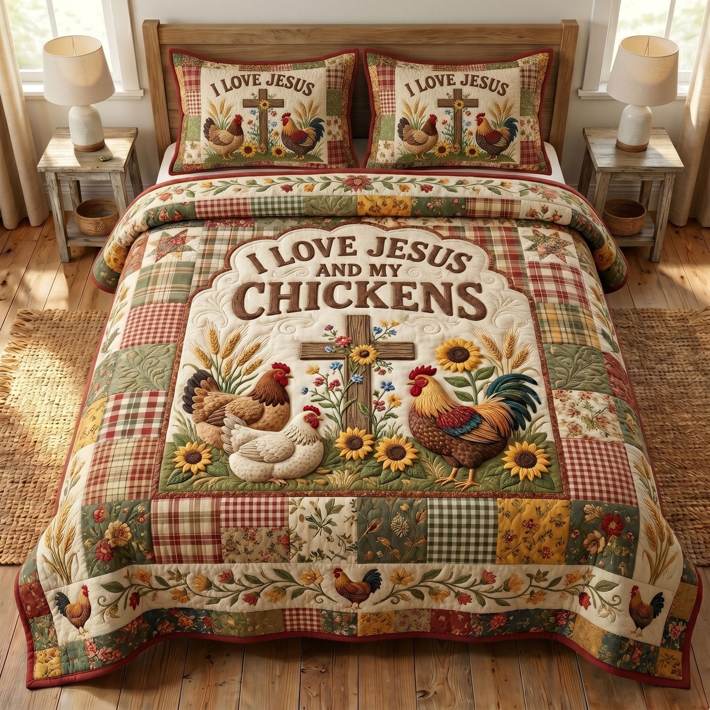 Christian Farmer 3-Quilted Bedding Set GFTONMU448