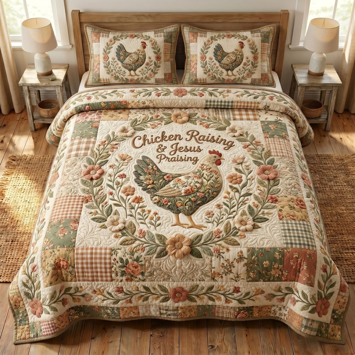 Christian Farmer 3-Quilted Bedding Set GFTONMU450