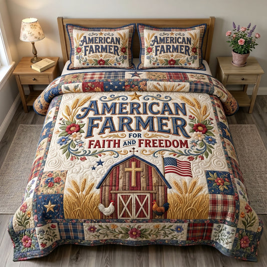 Christian Patriotic 3-Quilted Bedding Set GFTONMU451
