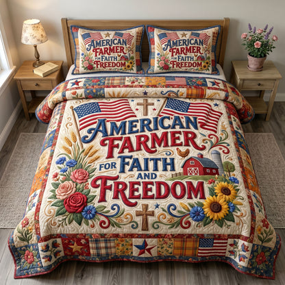 Christian Patriotic 3-Quilted Bedding Set GFTONMU453