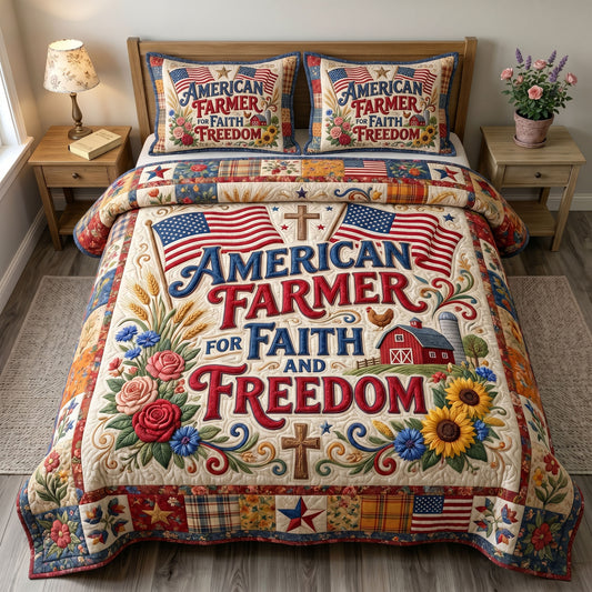 Christian Patriotic 3-Quilted Bedding Set GFTONMU453