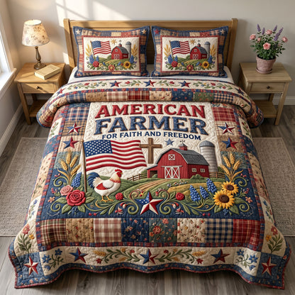 Christian Patriotic 3-Quilted Bedding Set GFTONMU455
