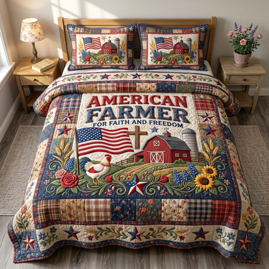 Christian Patriotic 3-Quilted Bedding Set GFTONMU455