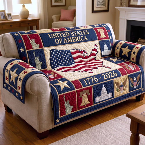 American Pride Quilted Sofa Cover GFTONMU46