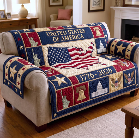 American Pride Quilted Sofa Cover GFTONMU46