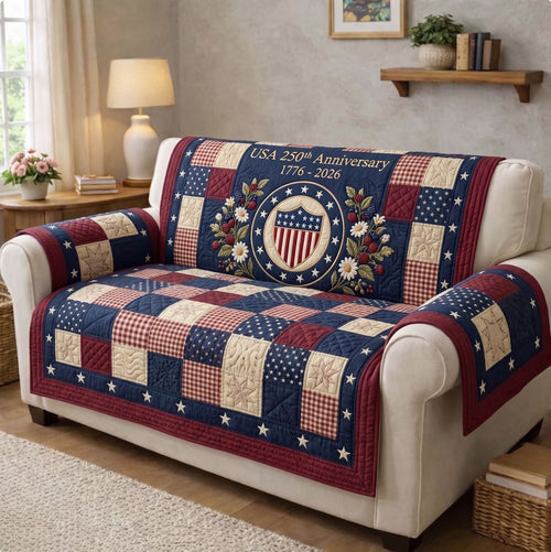 American Pride Quilted Sofa Cover GFTONMU47