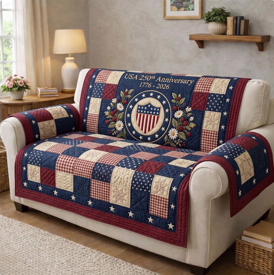 American Pride Quilted Sofa Cover GFTONMU47