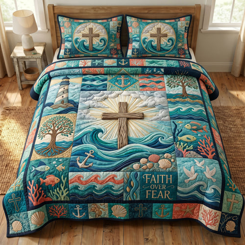 Coastal Christian 3-Quilted Bedding Set GFTONMU478