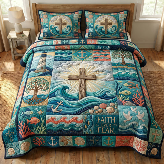 Coastal Christian 3-Quilted Bedding Set GFTONMU478