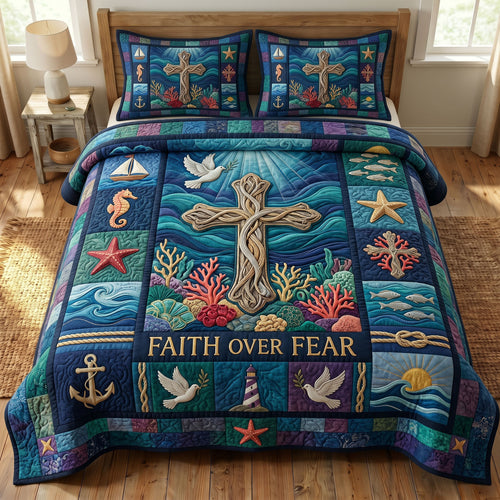 Coastal Christian 3-Quilted Bedding Set GFTONMU481
