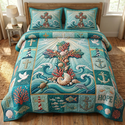 Coastal Christian 3-Quilted Bedding Set GFTONMU484