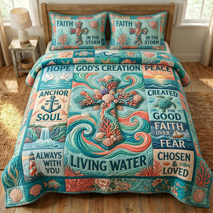 Coastal Christian 3-Quilted Bedding Set GFTONMU485