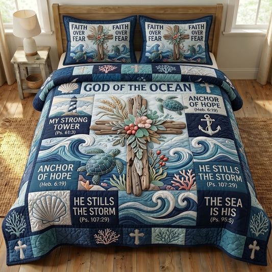 Coastal Christian 3-Quilted Bedding Set GFTONMU488