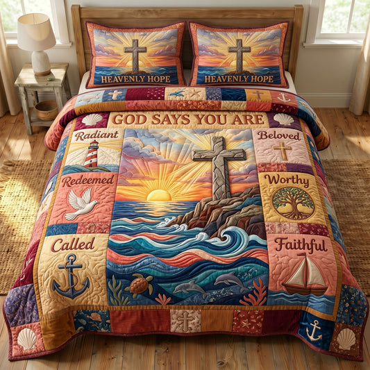 Coastal Christian 3-Quilted Bedding Set GFTONMU491