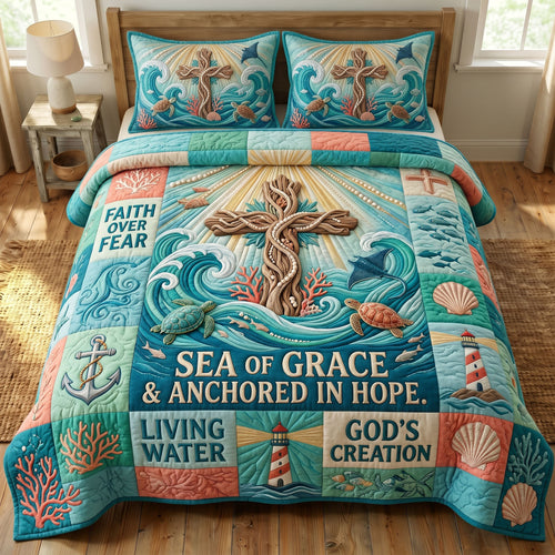 Coastal Christian 3-Quilted Bedding Set GFTONMU492
