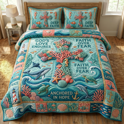 Coastal Christian 3-Quilted Bedding Set GFTONMU493