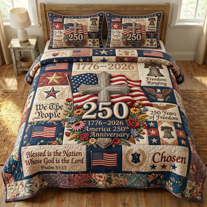 God Bless America 3-Quilted Bedding Set GFTONMU516