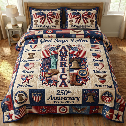 God Bless America 3-Quilted Bedding Set GFTONMU517