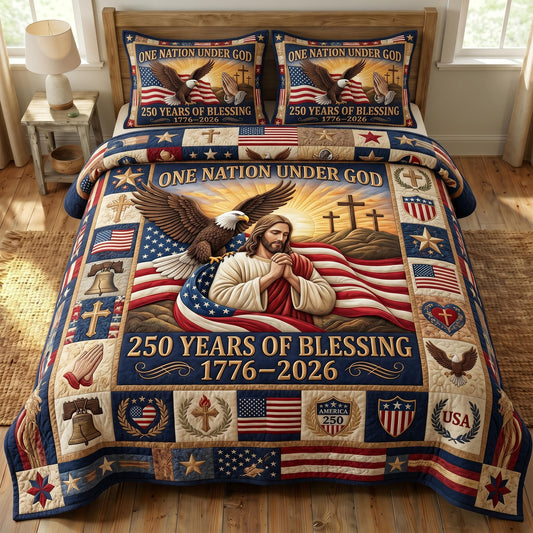 God Bless America 3-Quilted Bedding Set GFTONMU519