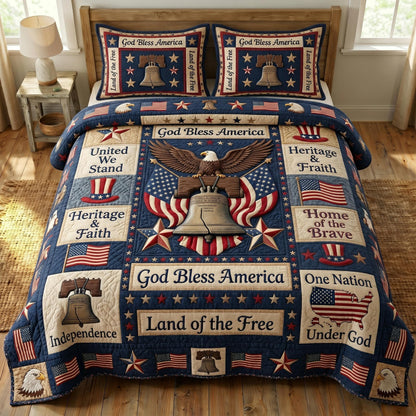 God Bless America 3-Quilted Bedding Set GFTONMU521