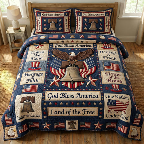 God Bless America 3-Quilted Bedding Set GFTONMU521