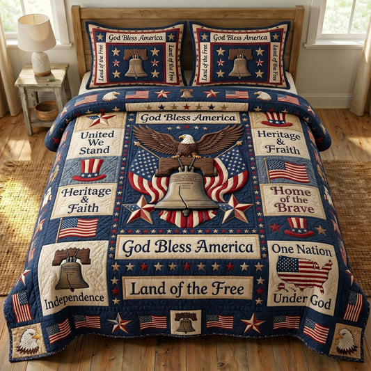 God Bless America 3-Quilted Bedding Set GFTONMU521