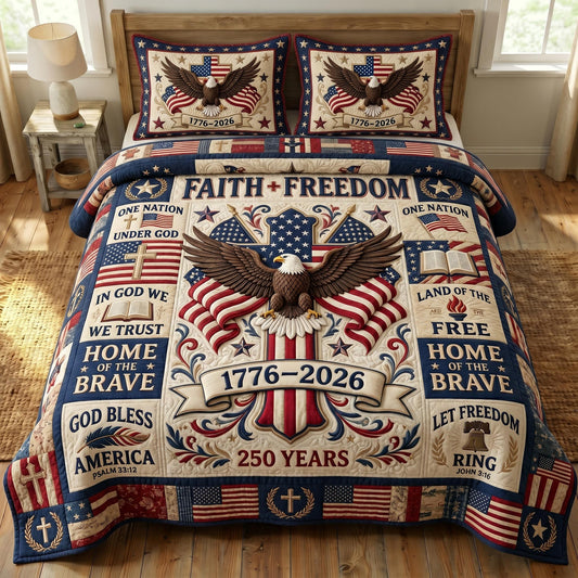 God Bless America 3-Quilted Bedding Set GFTONMU522