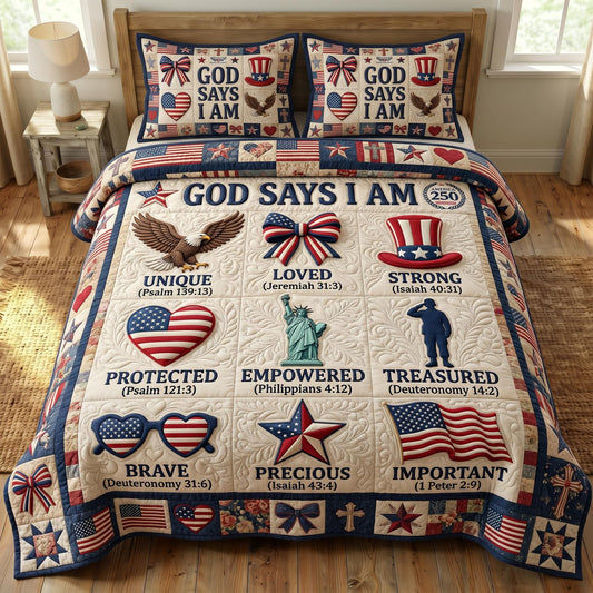 God Bless America 3-Quilted Bedding Set GFTONMU525