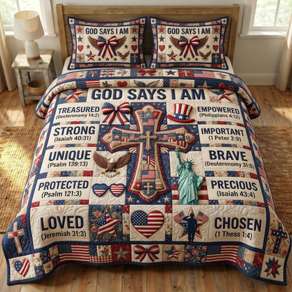 God Bless America 3-Quilted Bedding Set GFTONMU526