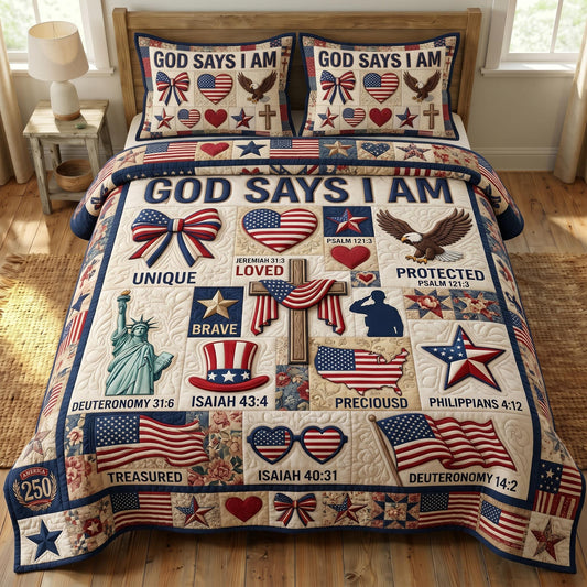 God Bless America 3-Quilted Bedding Set GFTONMU527
