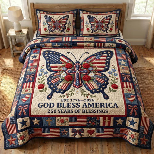 God Bless America 3-Quilted Bedding Set GFTONMU529