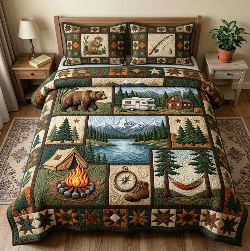 Camping Life 3-Piece Quilted Bedding Set GFTONMU53