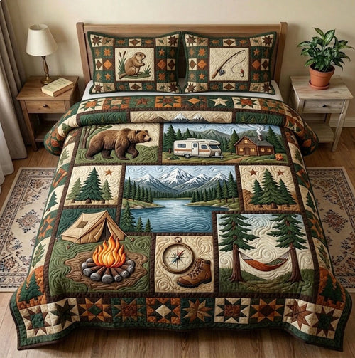 Camping Life 3-Piece Quilted Bedding Set GFTONMU53