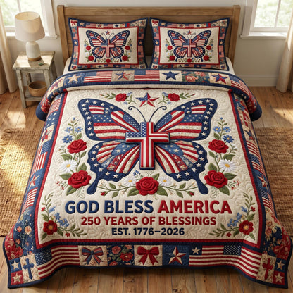 God Bless America 3-Quilted Bedding Set GFTONMU530