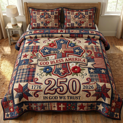 God Bless America 3-Quilted Bedding Set GFTONMU535